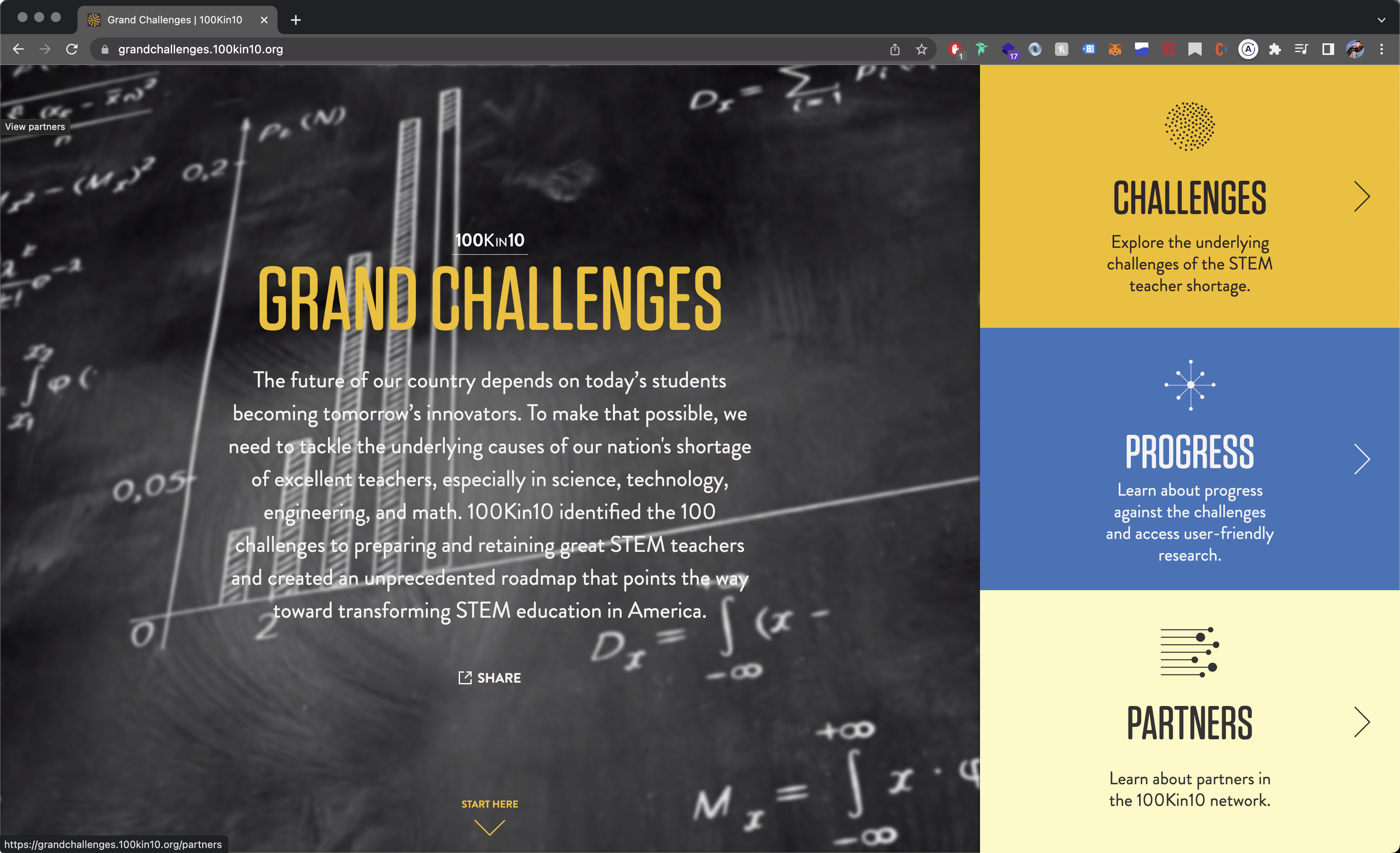 Grand Challenges homepage screenshot